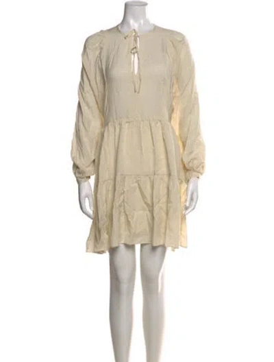 Pre-owned Anine Bing Silk Mini Dress In Neutral