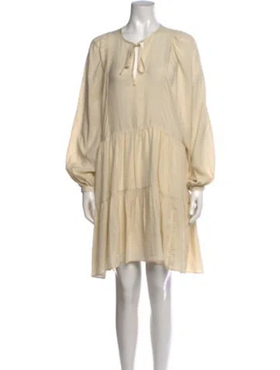 Pre-owned Anine Bing Silk Mini Dress In Neutral