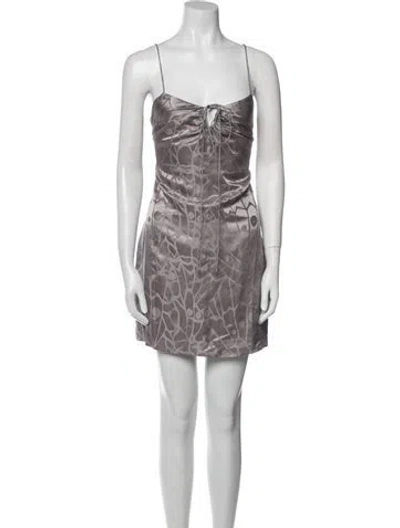 Pre-owned Anine Bing Silk Mini Dress In Silver