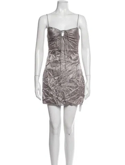Pre-owned Anine Bing Silk Mini Dress In Silver