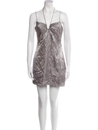 Pre-owned Anine Bing Silk Mini Dress W/ Tags In Gray