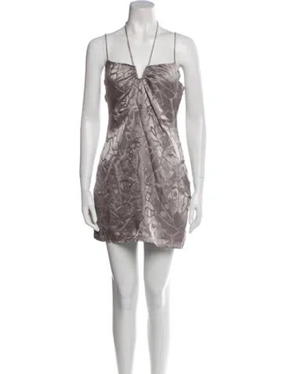 Pre-owned Anine Bing Silk Mini Dress W/ Tags In Silver