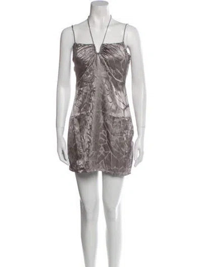 Pre-owned Anine Bing Silk Mini Dress W/ Tags In Silver