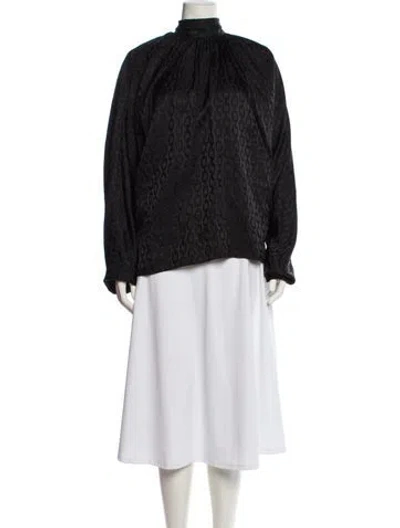 Pre-owned Anine Bing Silk Mock Neck Blouse In Black