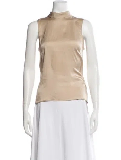 Pre-owned Anine Bing Silk Mock Neck Top In Blue