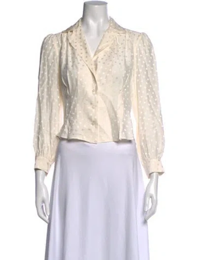 Pre-owned Anine Bing Silk Polka Dot Print Blouse In White