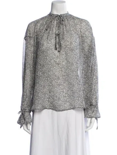 Pre-owned Anine Bing Silk Printed Blouse In Black