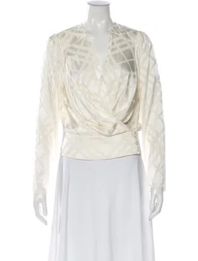 Pre-owned Anine Bing Silk Printed Blouse In Neutral