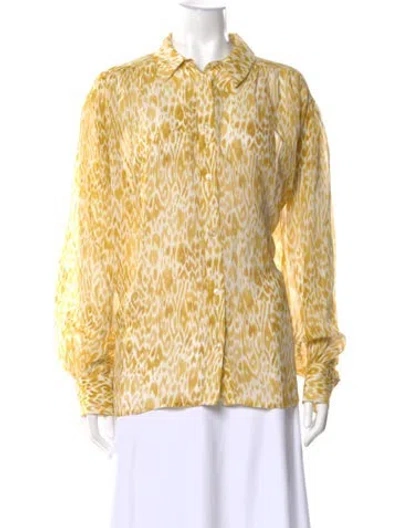 Pre-owned Anine Bing Silk Printed Blouse In Yellow