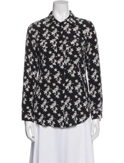 Pre-owned Anine Bing Silk Printed Button-up Top In Blue