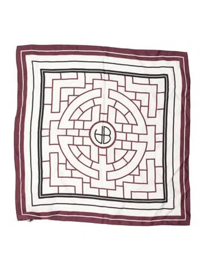 Pre-owned Anine Bing Silk Printed Scarf W/ Tags In Burgundy