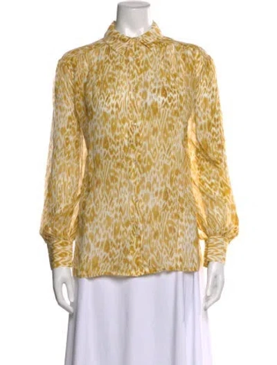 Pre-owned Anine Bing Silk Printed Top W/ Tags In Yellow