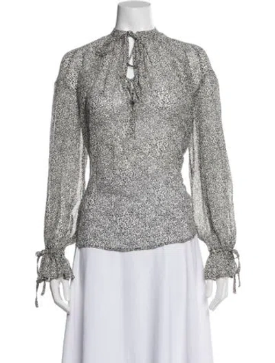 Pre-owned Anine Bing Silk Printed Top In White