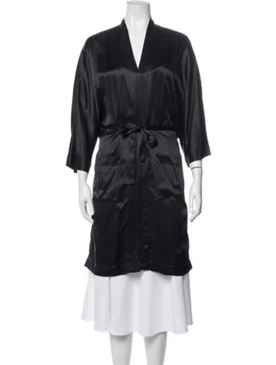 Pre-owned Anine Bing Silk Robe In Black