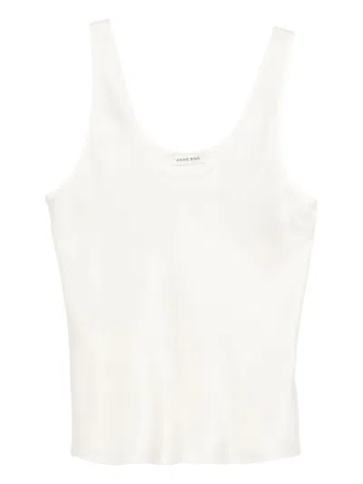 Anine Bing Silk Scoop-neck Top In White