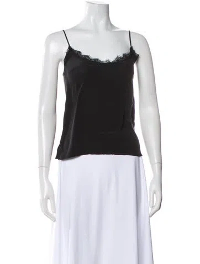 Pre-owned Anine Bing Silk Scoop Neck Top In Black