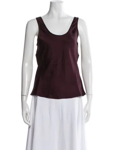 Pre-owned Anine Bing Silk Scoop Neck Top In Burgundy