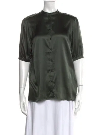 Pre-owned Anine Bing Silk Short Sleeve Top In Green