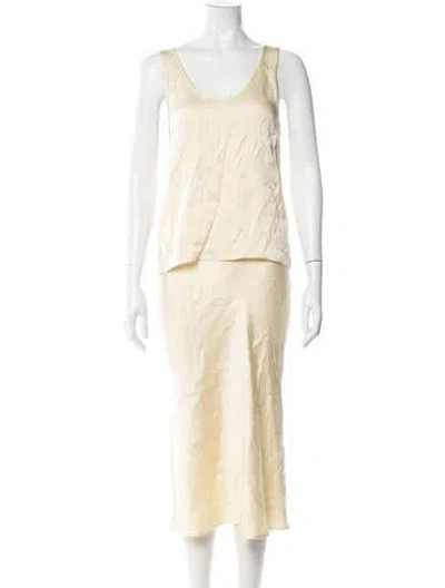 Pre-owned Anine Bing Silk Skirt Set In Neutral