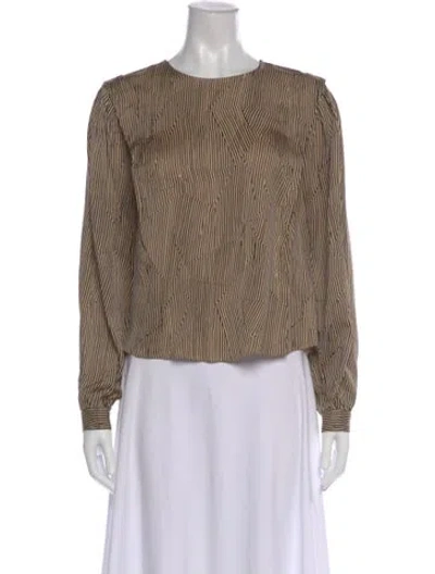 Pre-owned Anine Bing Silk Striped Top In Neutral