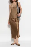 Anine Bing Lea Silk Satin Tank Top In Marrone