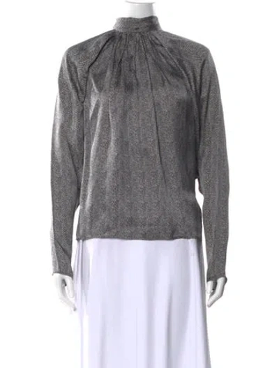 Pre-owned Anine Bing Silk Turtleneck Sweatshirt In Gray