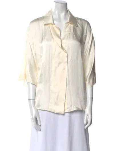 Pre-owned Anine Bing Silk V-neck Blouse In White
