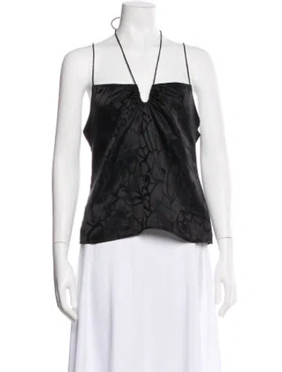 Pre-owned Anine Bing Silk V-neck Top In Black