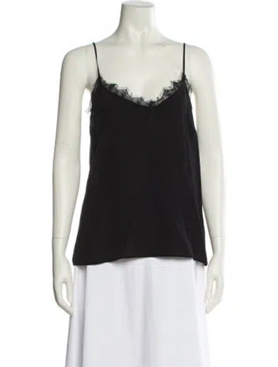 Pre-owned Anine Bing Silk V-neck Top In Black