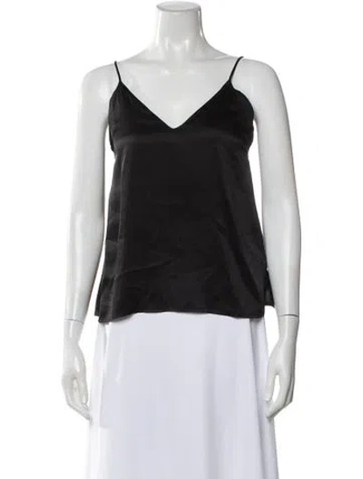 Pre-owned Anine Bing Silk V-neck Top In Black
