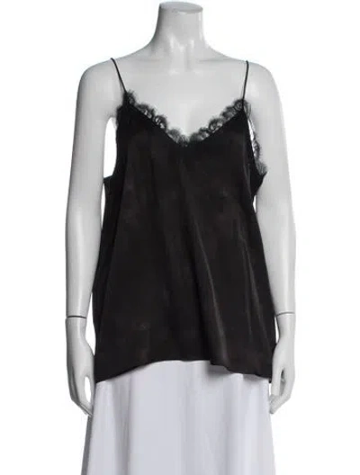Pre-owned Anine Bing Silk V-neck Top In Black
