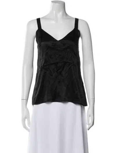 Pre-owned Anine Bing Silk V-neck Top In Black