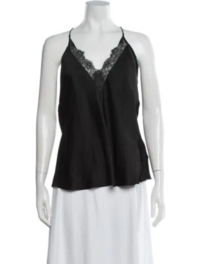 Pre-owned Anine Bing Silk V-neck Top In Blue