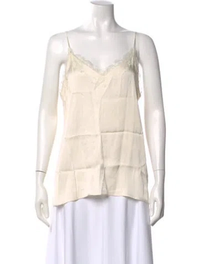 Pre-owned Anine Bing Silk V-neck Top In Neutral