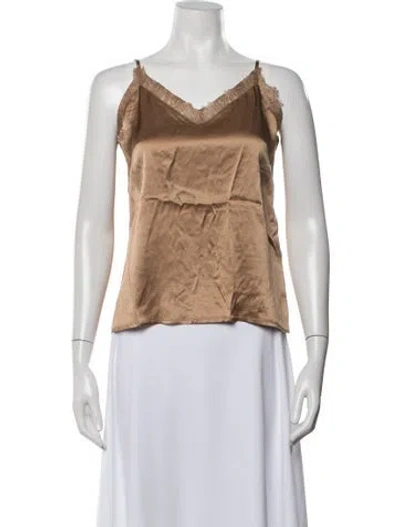 Pre-owned Anine Bing Silk V-neck Top In Neutral