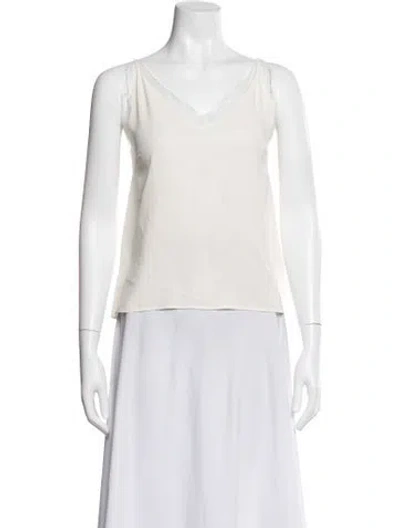Pre-owned Anine Bing Silk V-neck Top In Neutral