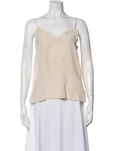 Pre-owned Anine Bing Silk V-neck Top In Neutrals