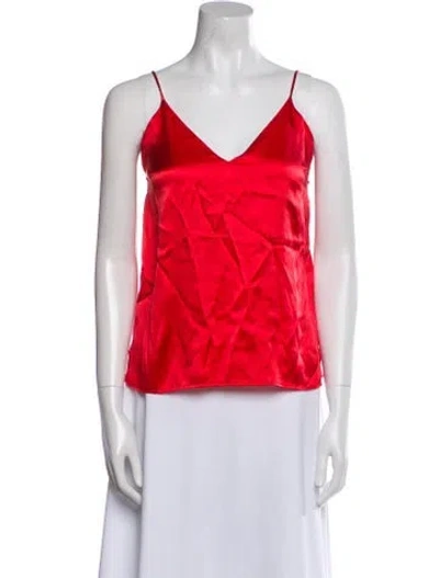 Pre-owned Anine Bing Silk V-neck Top In Red