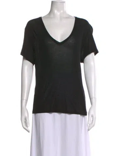 Pre-owned Anine Bing Silk V-neck T-shirt In Black
