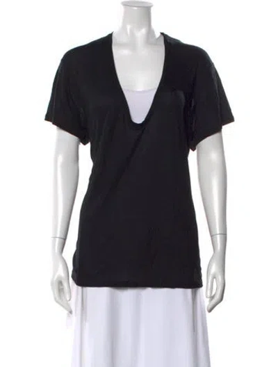 Pre-owned Anine Bing Silk V-neck T-shirt In Black