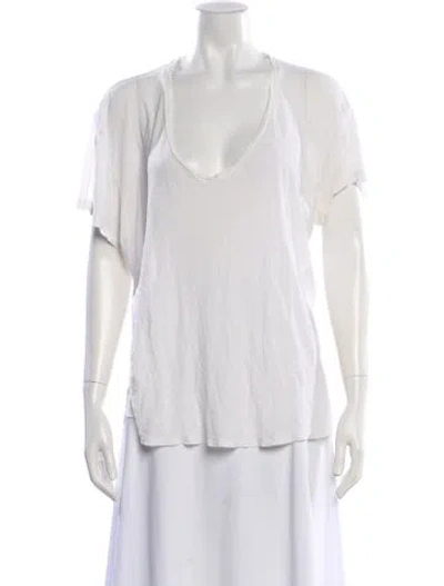 Pre-owned Anine Bing Silk V-neck T-shirt In White