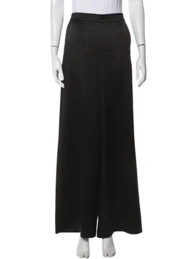 Pre-owned Anine Bing Silk Wide Leg Pants In Black