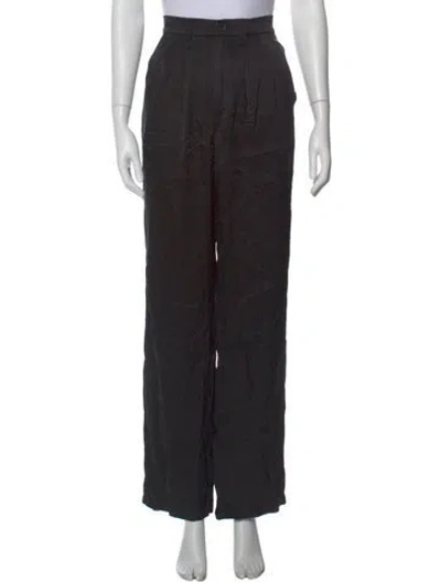 Pre-owned Anine Bing Silk Wide Leg Pants In Black