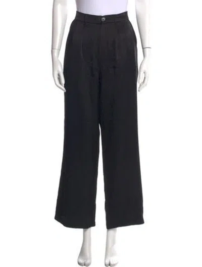 Pre-owned Anine Bing Silk Wide Leg Pants In Black