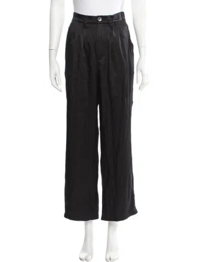 Pre-owned Anine Bing Silk Wide Leg Pants In Black