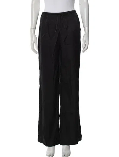 Pre-owned Anine Bing Silk Wide Leg Pants In Black