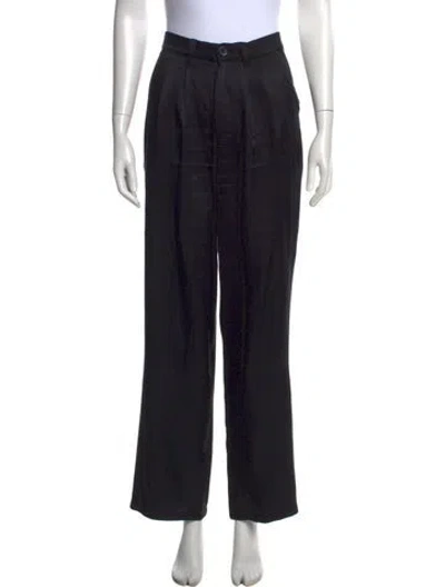 Pre-owned Anine Bing Silk Wide Leg Pants In Black