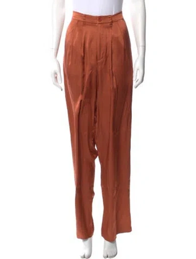 Pre-owned Anine Bing Silk Wide Leg Pants In Brown