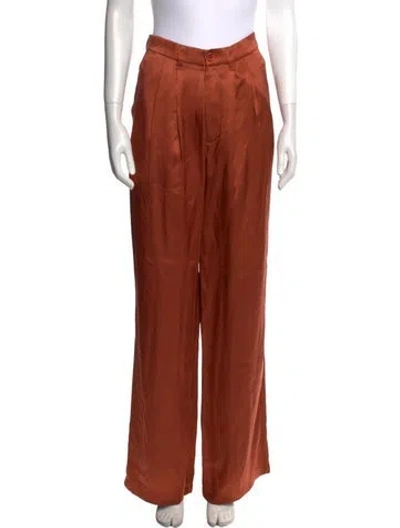 Pre-owned Anine Bing Silk Wide Leg Pants In Orange
