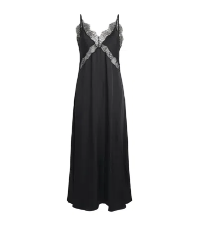 Anine Bing Silk-blend Magnolia Maxi Dress In Black